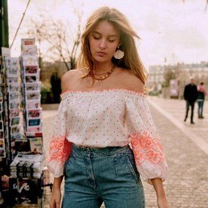 Sezane Santoni Blouse, in pink/white, size 36